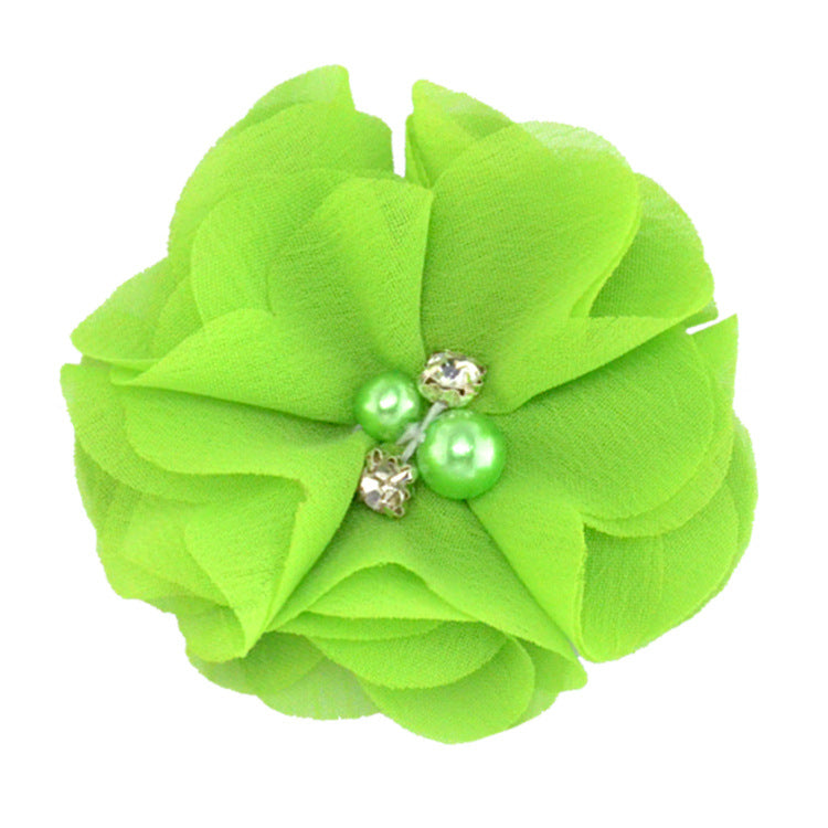 5.5 Pearl Crystal Fabric Flower DIY Kids Hair Clip Accessory 26