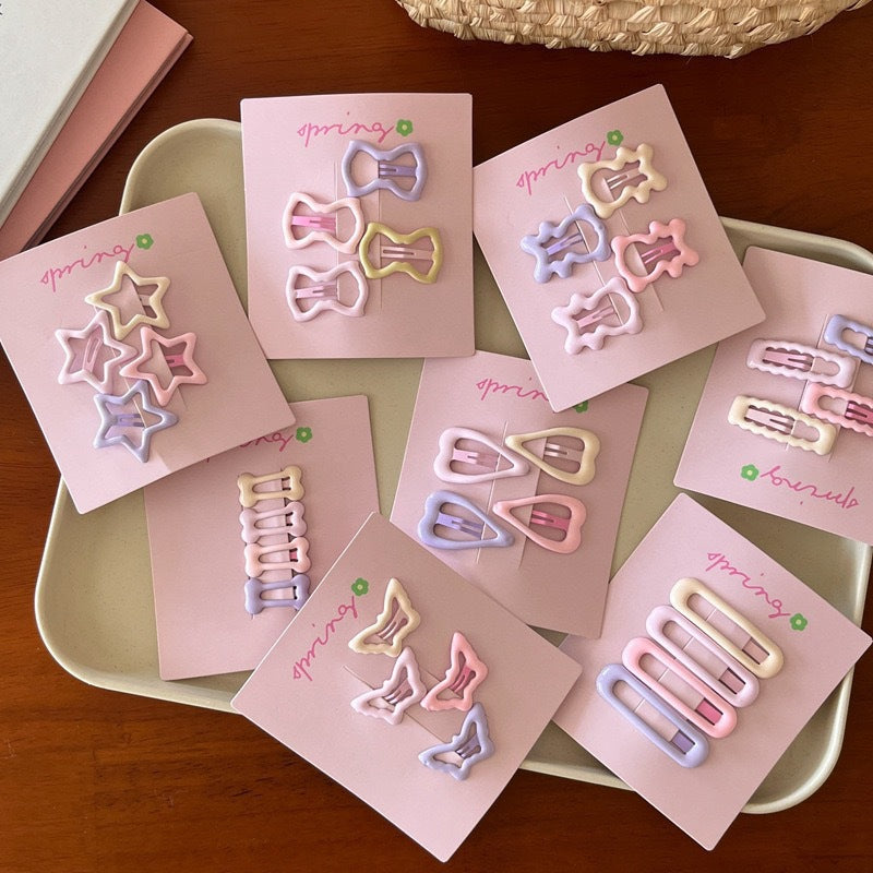 Cute Pink Star Hair Clip Kids Colorful Flyaway Hair Bangs Clip Head Accessory Forehead Side Heart BB Clip Hairpin