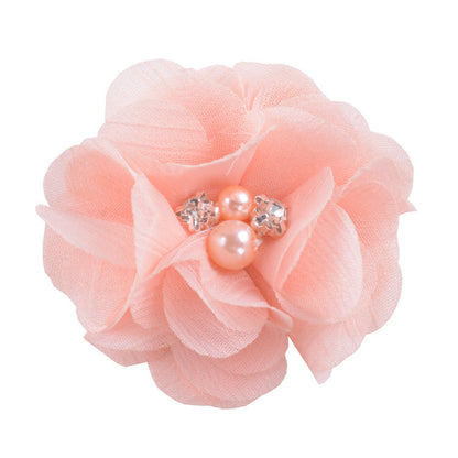 5.5 Pearl Crystal Fabric Flower DIY Kids Hair Clip Accessory 26
