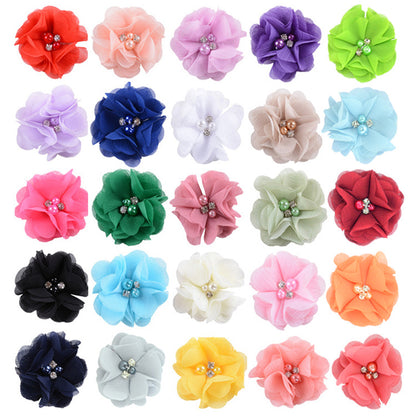 5.5 Pearl Crystal Fabric Flower DIY Kids Hair Clip Accessory 26