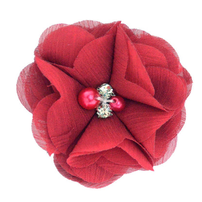 5.5 Pearl Crystal Fabric Flower DIY Kids Hair Clip Accessory 26