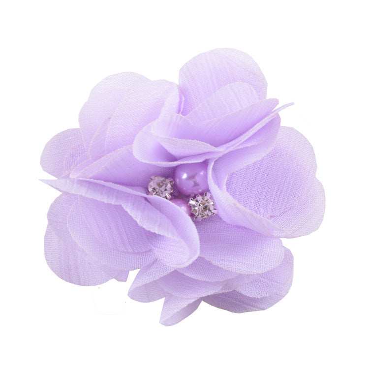5.5 Pearl Crystal Fabric Flower DIY Kids Hair Clip Accessory 26
