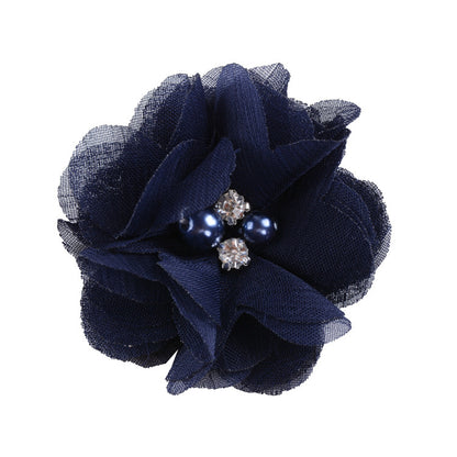 5.5 Pearl Crystal Fabric Flower DIY Kids Hair Clip Accessory 26
