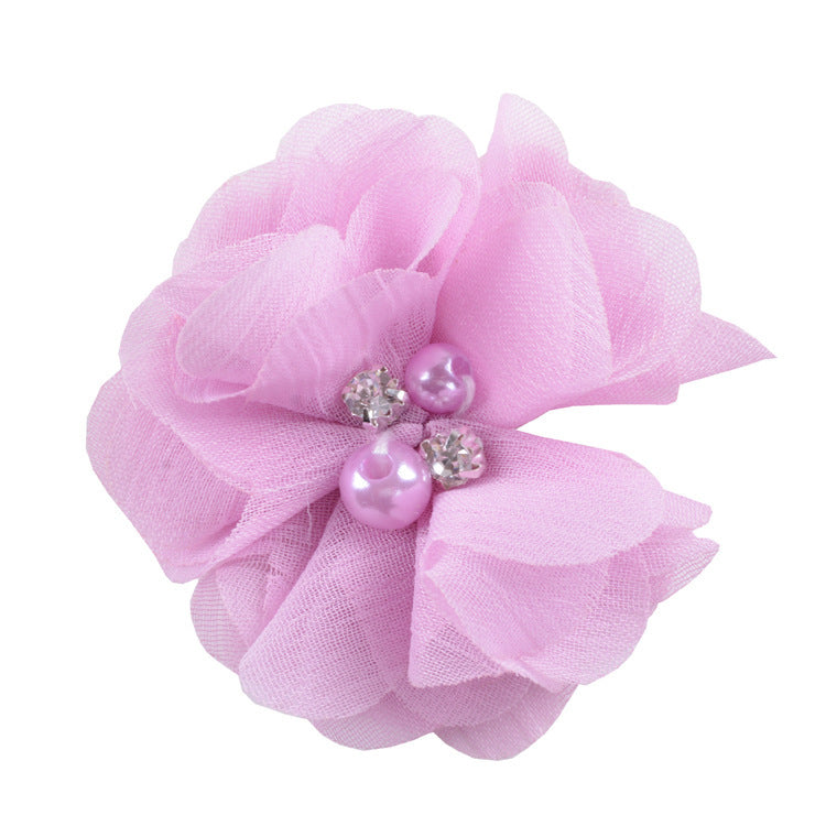 5.5 Pearl Crystal Fabric Flower DIY Kids Hair Clip Accessory 26