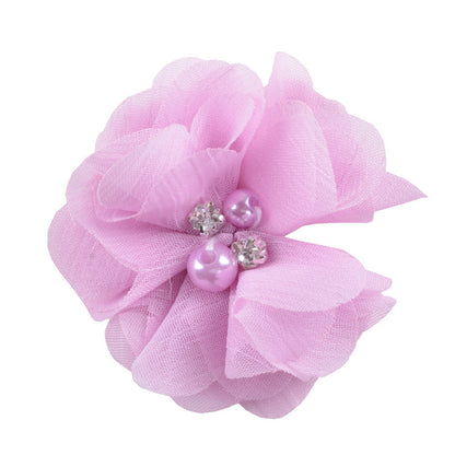 5.5 Pearl Crystal Fabric Flower DIY Kids Hair Clip Accessory 26