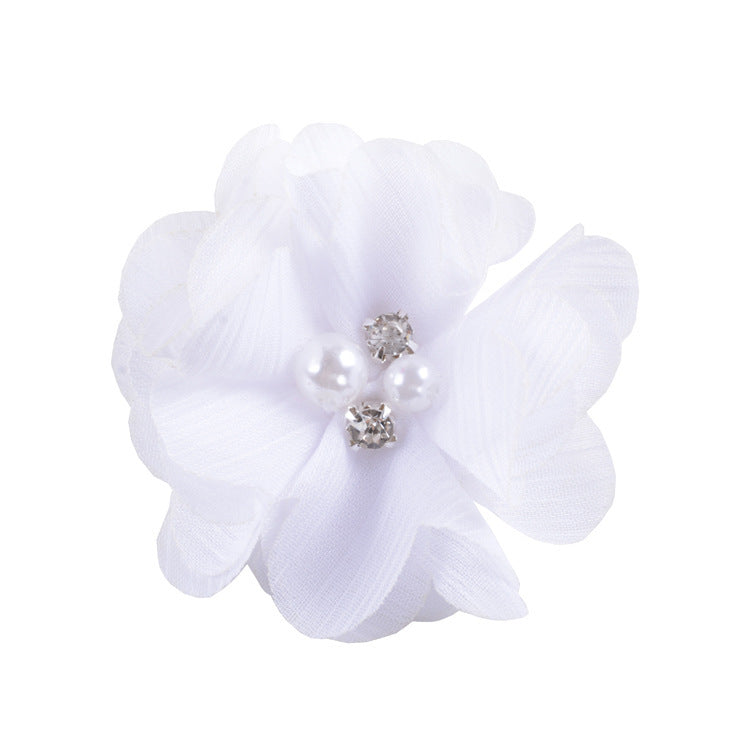 5.5 Pearl Crystal Fabric Flower DIY Kids Hair Clip Accessory 26