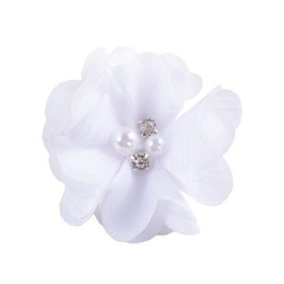 5.5 Pearl Crystal Fabric Flower DIY Kids Hair Clip Accessory 26
