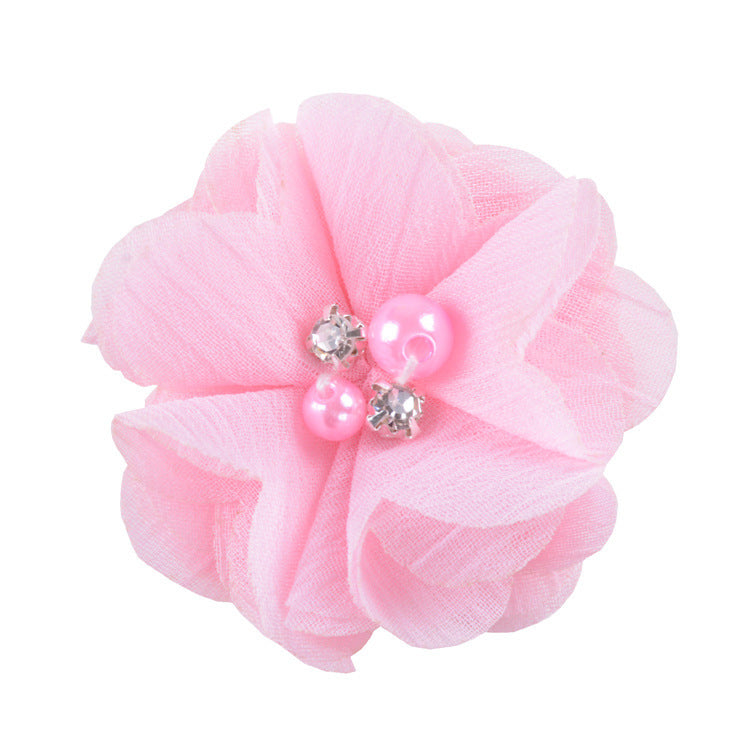 5.5 Pearl Crystal Fabric Flower DIY Kids Hair Clip Accessory 26