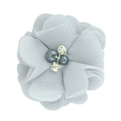 5.5 Pearl Crystal Fabric Flower DIY Kids Hair Clip Accessory 26