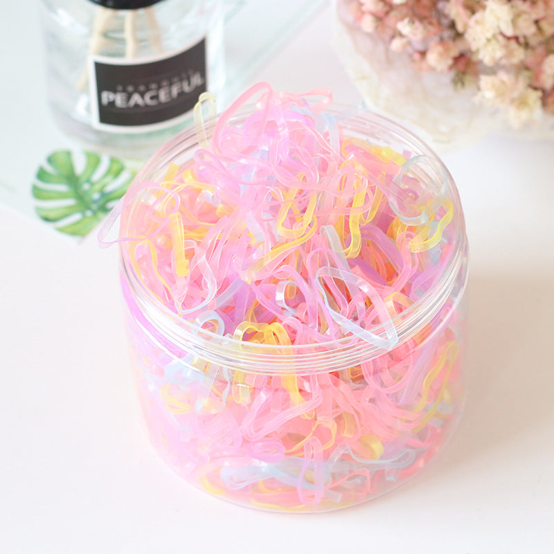 Girl Hair Accessory 1000 Hair Tie Elastic Band Transparent Kids Elastic Band Set