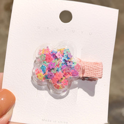 Colorful Transparent Kids Hair Clip Glitter Hairpin Cute Side Clip Girl Hair Accessory