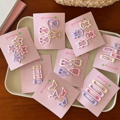 Cute Pink Star Hair Clip Kids Colorful Flyaway Hair Bangs Clip Head Accessory Forehead Side Heart BB Clip Hairpin