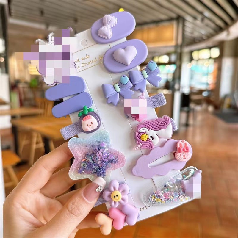 Hair Accessory 14 Cute Flower Hairpin Kids Hair Clip Cartoon Set