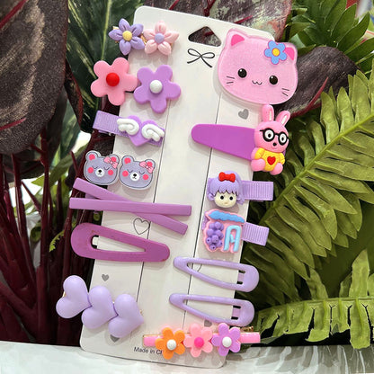 Hair Accessory 14 Cute Flower Hairpin Kids Hair Clip Cartoon Set