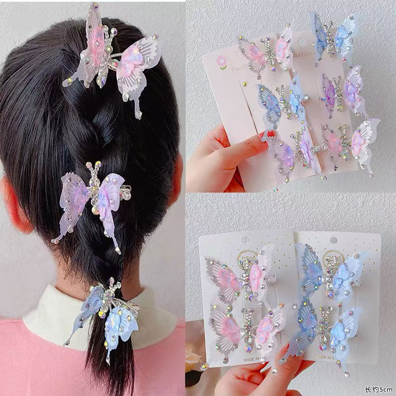 Kids Hair Clip Hair Clip Retro Light Luxury Crystal Hairpin Bow