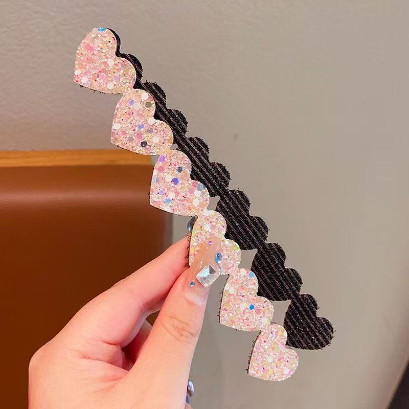 Kids Heart Forehead Bangs Flyaway Hair Gentle on Hair Velcro