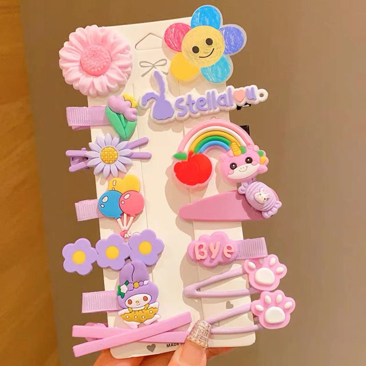 Kids Hair Clip Cartoon Hair Accessory Set Cute Hairpin Handmade Head Accessory