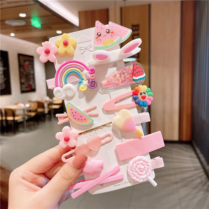 Hair Accessory 14 Cute Flower Hairpin Kids Hair Clip Cartoon Set