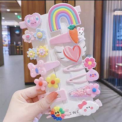 Hair Accessory 14 Cute Flower Hairpin Kids Hair Clip Cartoon Set