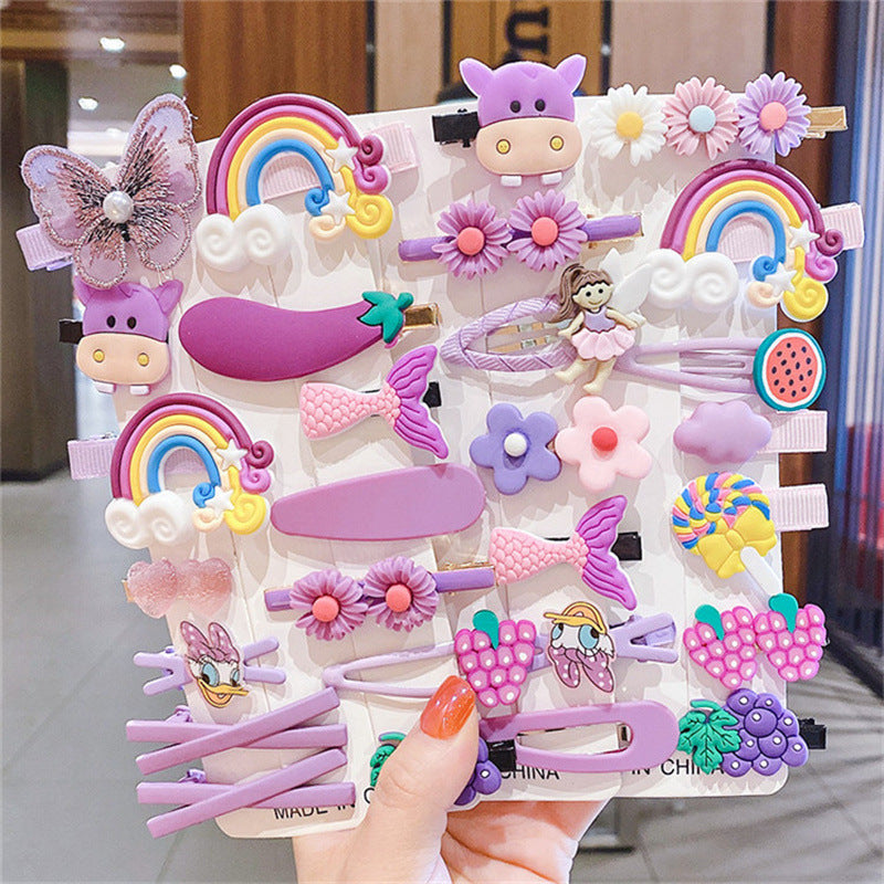Hair Accessory 14 Cute Flower Hairpin Kids Hair Clip Cartoon Set