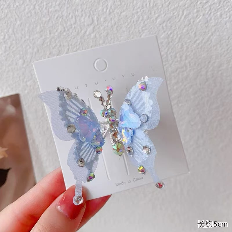 Kids Hair Clip Hair Clip Retro Light Luxury Crystal Hairpin Bow