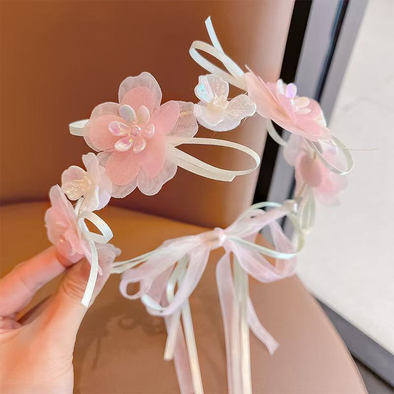 Kids Hair Accessory Girl Flower Pearl Head Accessory