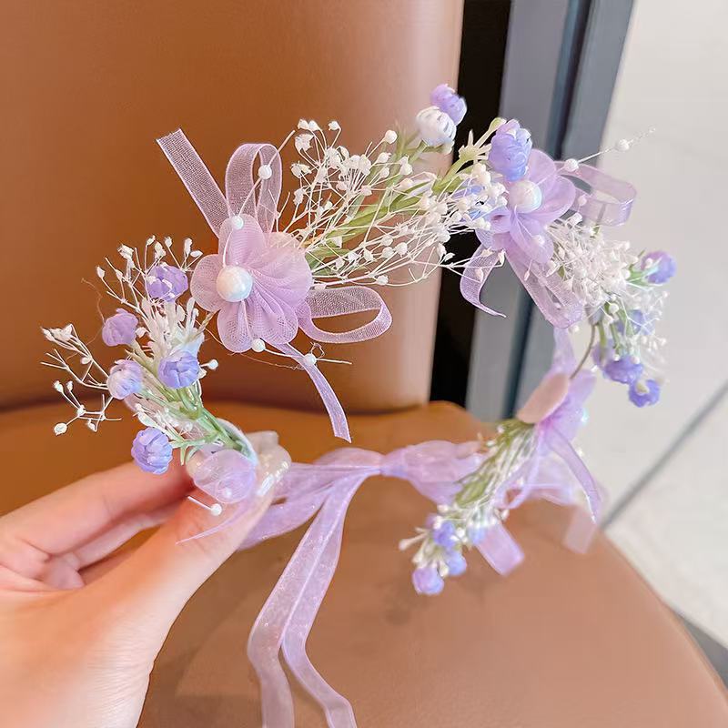 Kids Hair Accessory Girl Flower Pearl Head Accessory