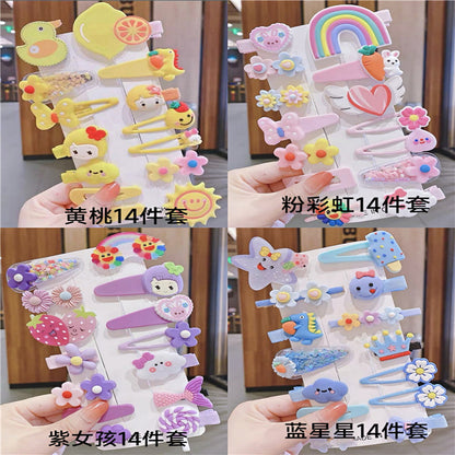 Hair Accessory 14 Cute Flower Hairpin Kids Hair Clip Cartoon Set