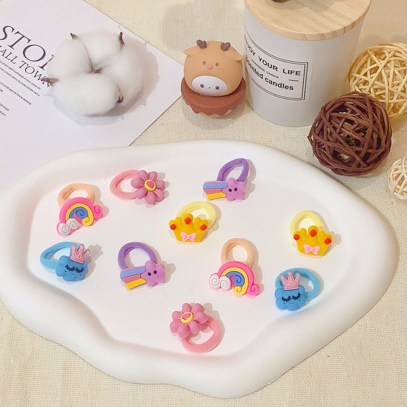 Kids Hair Tie Cute Hair Tie High Elasticity Gentle on Hair Elastic Band Towel Ring Hair Tie Kids