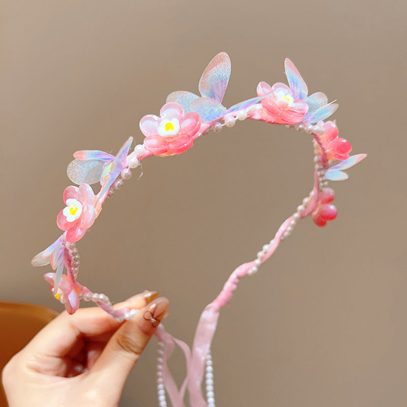 Kids Hair Accessory Girl Flower Pearl Head Accessory