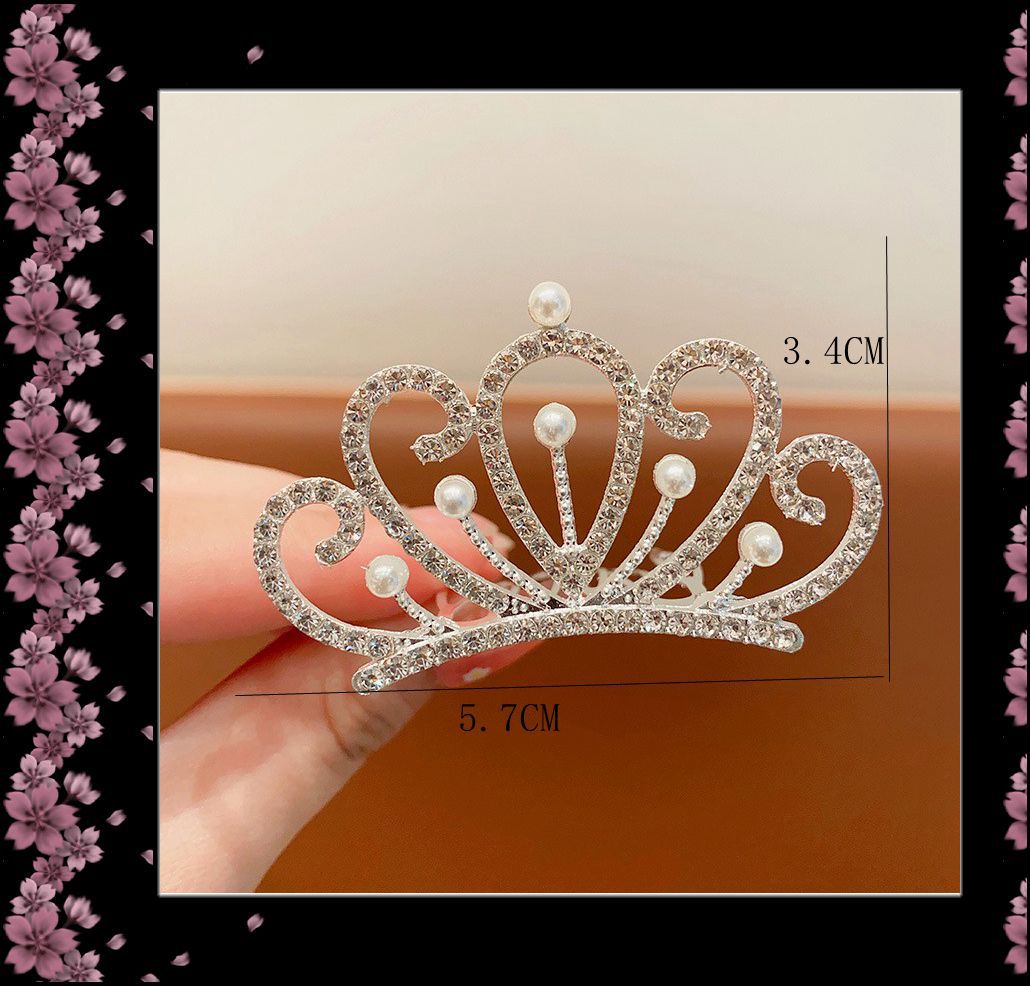 Kids Heart Hair Accessory Crystal Pearl