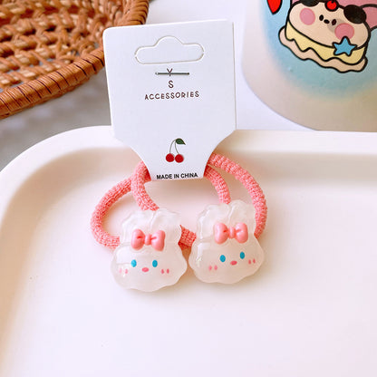 2 Cute Cartoon Transparent Hair Tie High Elasticity Hair Tie Kids Hair Accessory