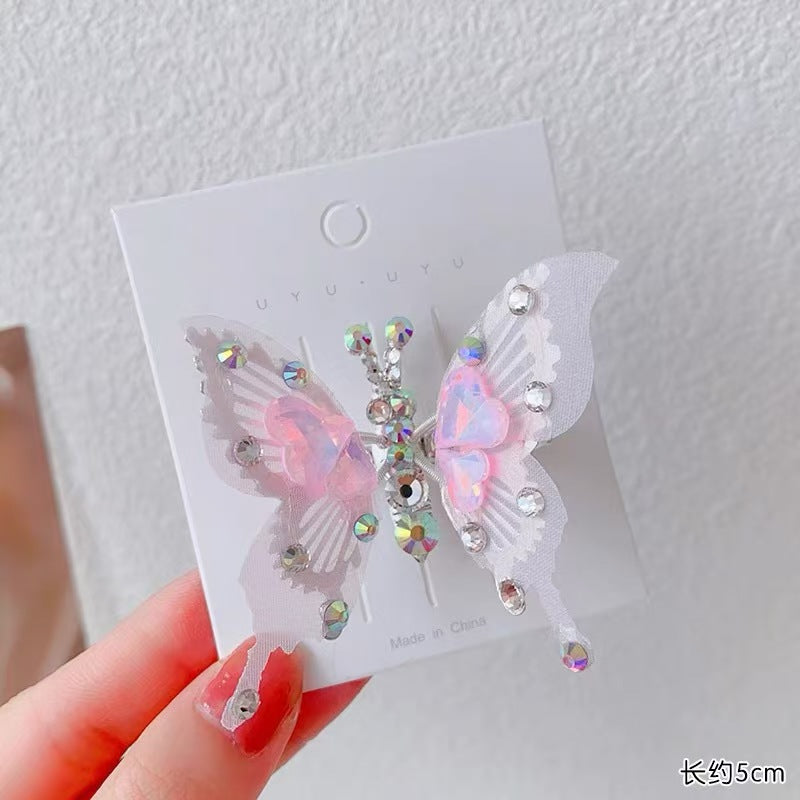 Kids Hair Clip Hair Clip Retro Light Luxury Crystal Hairpin Bow