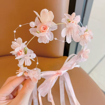 Kids Hair Accessory Girl Flower Pearl Head Accessory