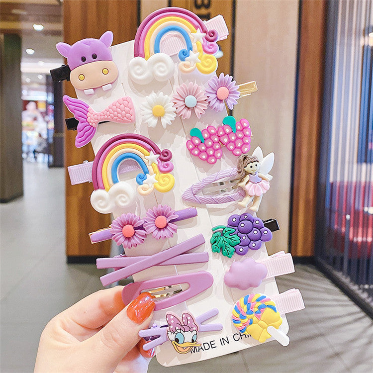 Hair Accessory 14 Cute Flower Hairpin Kids Hair Clip Cartoon Set
