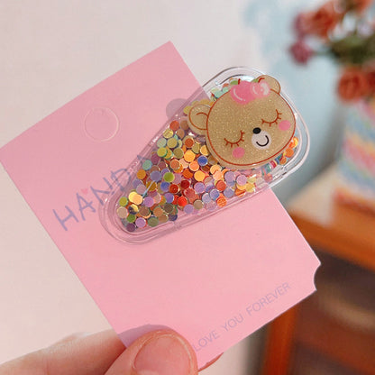 Colorful Transparent Kids Hair Clip Glitter Hairpin Cute Side Clip Girl Hair Accessory