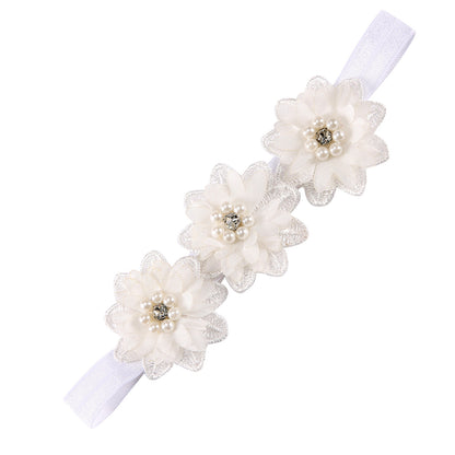 Kids Hair Band Handmade 3 Pearl Headband Head Accessory Elastic Hair Band
