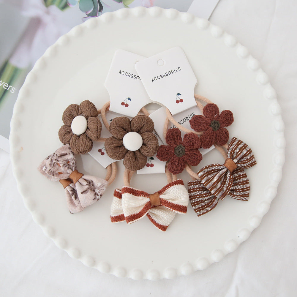 A205 Kids Head Accessory Colorful Elastic Band Headband Bow Elastic Band Set