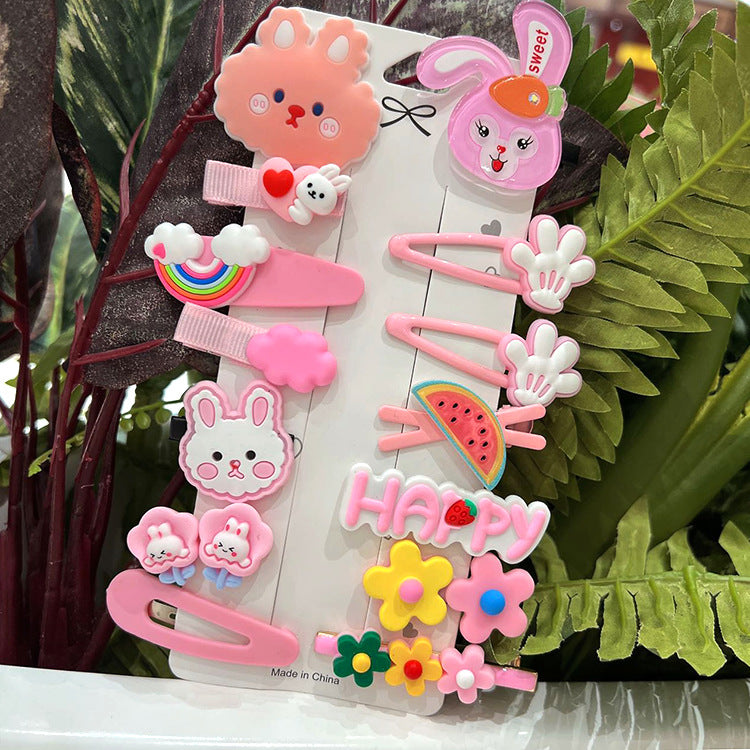 Hair Accessory 14 Cute Flower Hairpin Kids Hair Clip Cartoon Set