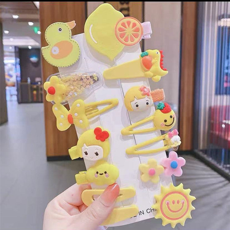 Hair Accessory 14 Cute Flower Hairpin Kids Hair Clip Cartoon Set