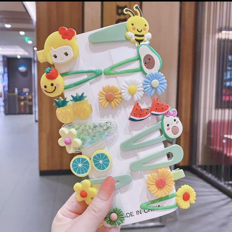 Hair Accessory 14 Cute Flower Hairpin Kids Hair Clip Cartoon Set