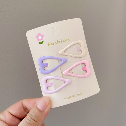 Cute Pink Star Hair Clip Kids Colorful Flyaway Hair Bangs Clip Head Accessory Forehead Side Heart BB Clip Hairpin