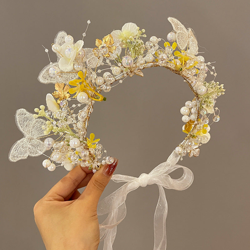 Kids Hair Accessory Girl Flower Pearl Head Accessory