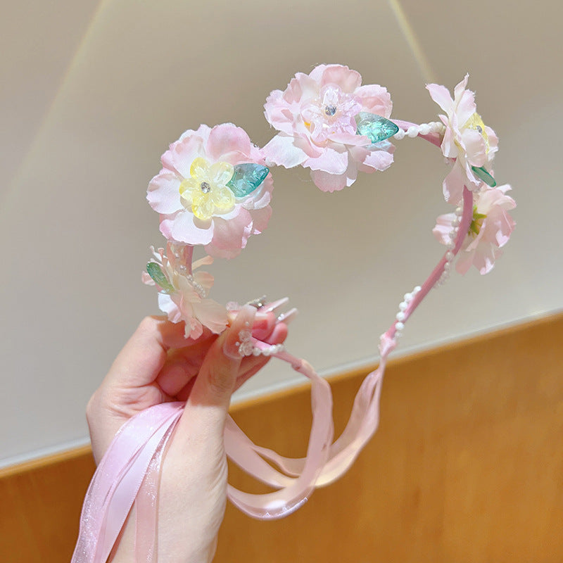Kids Hair Accessory Girl Flower Pearl Head Accessory