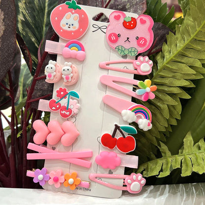 Hair Accessory 14 Cute Flower Hairpin Kids Hair Clip Cartoon Set