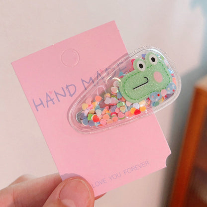 Colorful Transparent Kids Hair Clip Glitter Hairpin Cute Side Clip Girl Hair Accessory