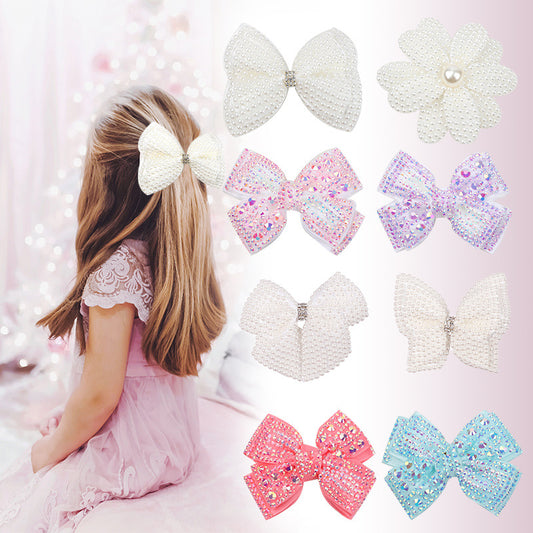 Pearl Bow Hair Clip Kids Side Clip