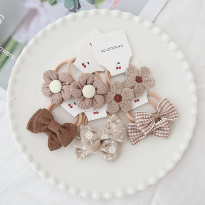 A205 Kids Head Accessory Colorful Elastic Band Headband Bow Elastic Band Set