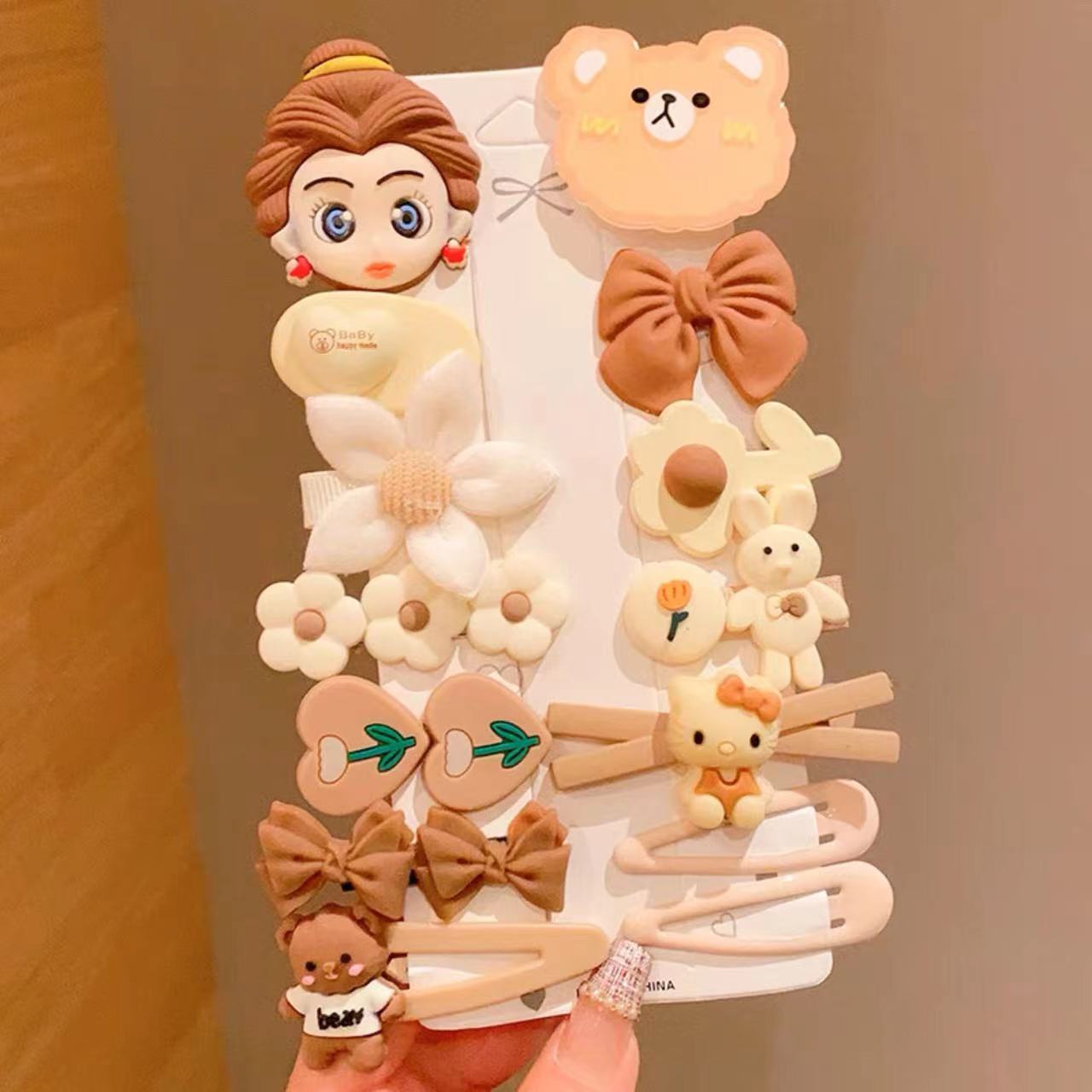 Kids Hair Clip Cartoon Hair Accessory Set Cute Hairpin Handmade Head Accessory