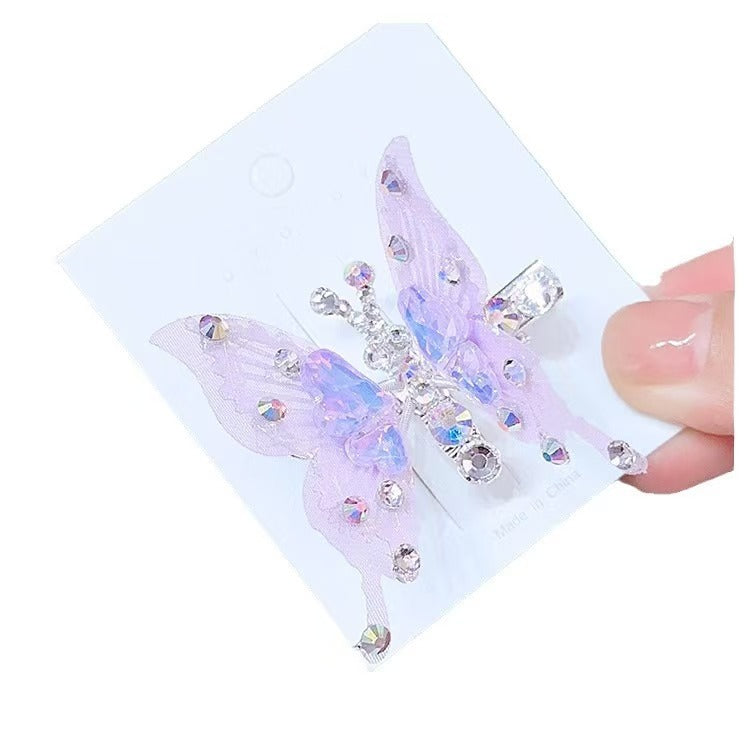 Kids Hair Clip Hair Clip Retro Light Luxury Crystal Hairpin Bow